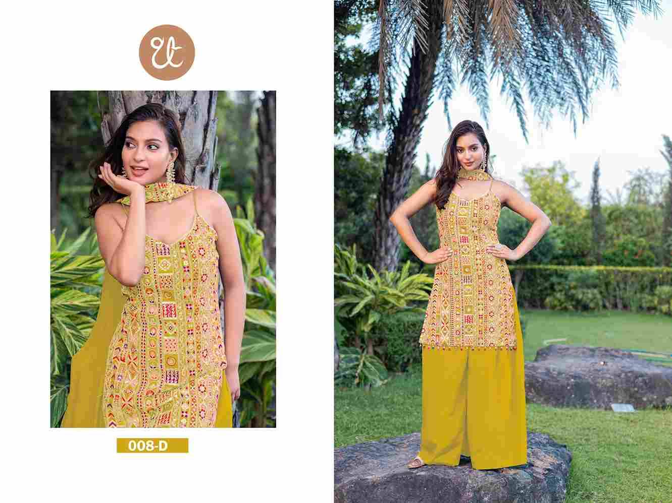 Thread Thrill 008 Colours By Thread Thrill 008-A To 008-D Series Beautiful Sharara Suits Colorful Stylish Fancy Casual Wear & Ethnic Wear Heavy Chinnon Dresses At Wholesale Price