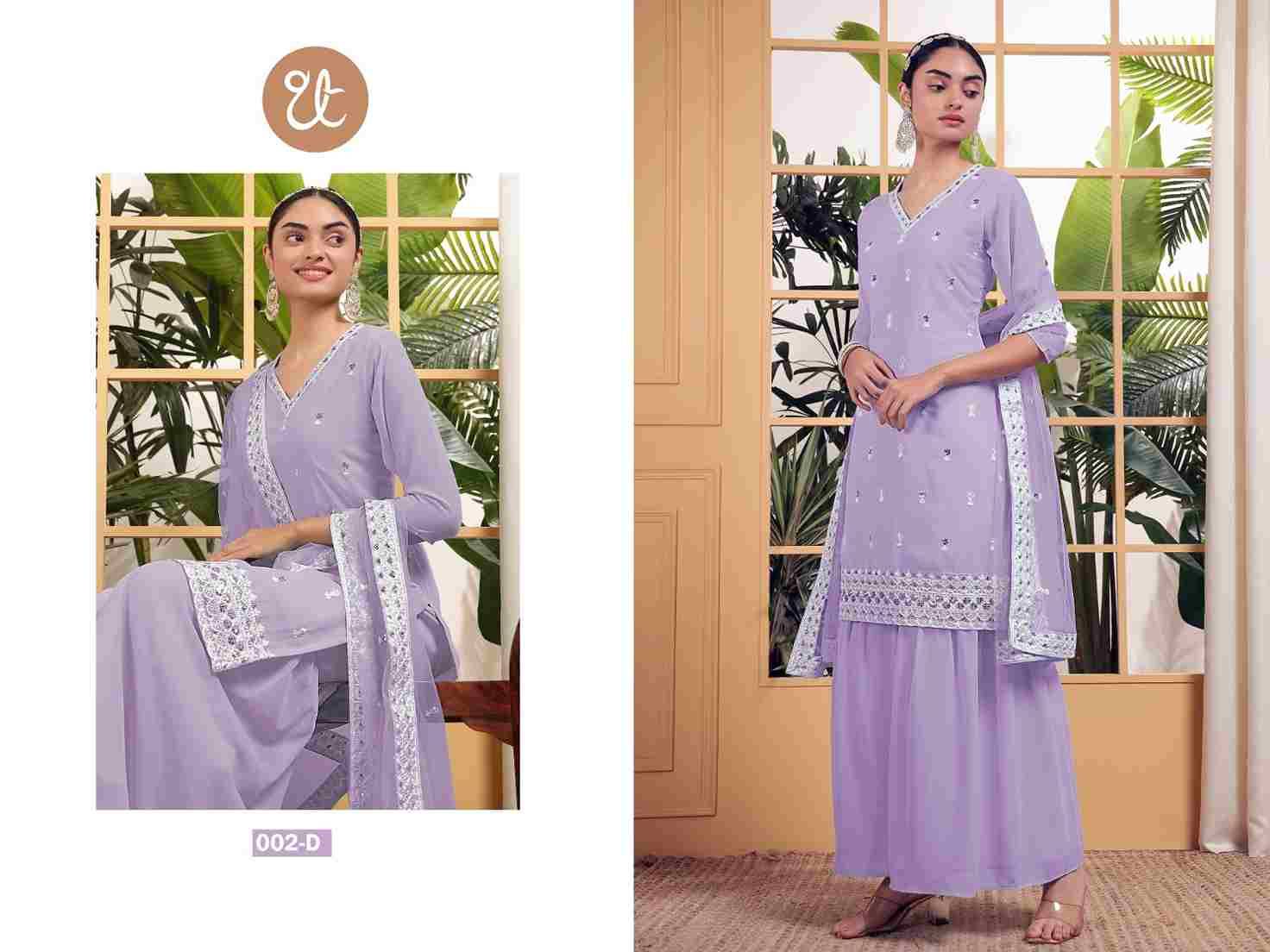 Thread Thrill 002 Colours By Thread Thrill 002-A To 002-D Series Beautiful Sharara Suits Colorful Stylish Fancy Casual Wear & Ethnic Wear Heavy Georgette Dresses At Wholesale Price