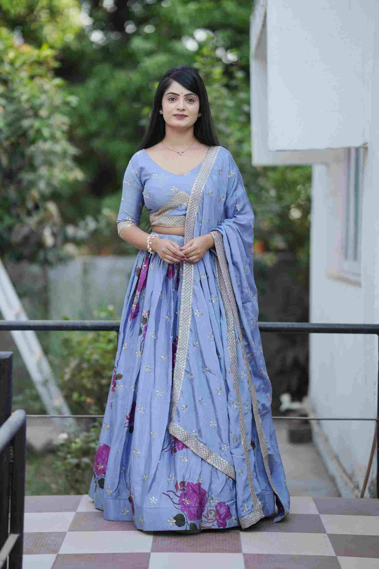 Gr-9027 By Fashid Wholesale Designer Beautiful Collection Occasional Wear & Party Wear Chinnon Lehengas At Wholesale Price