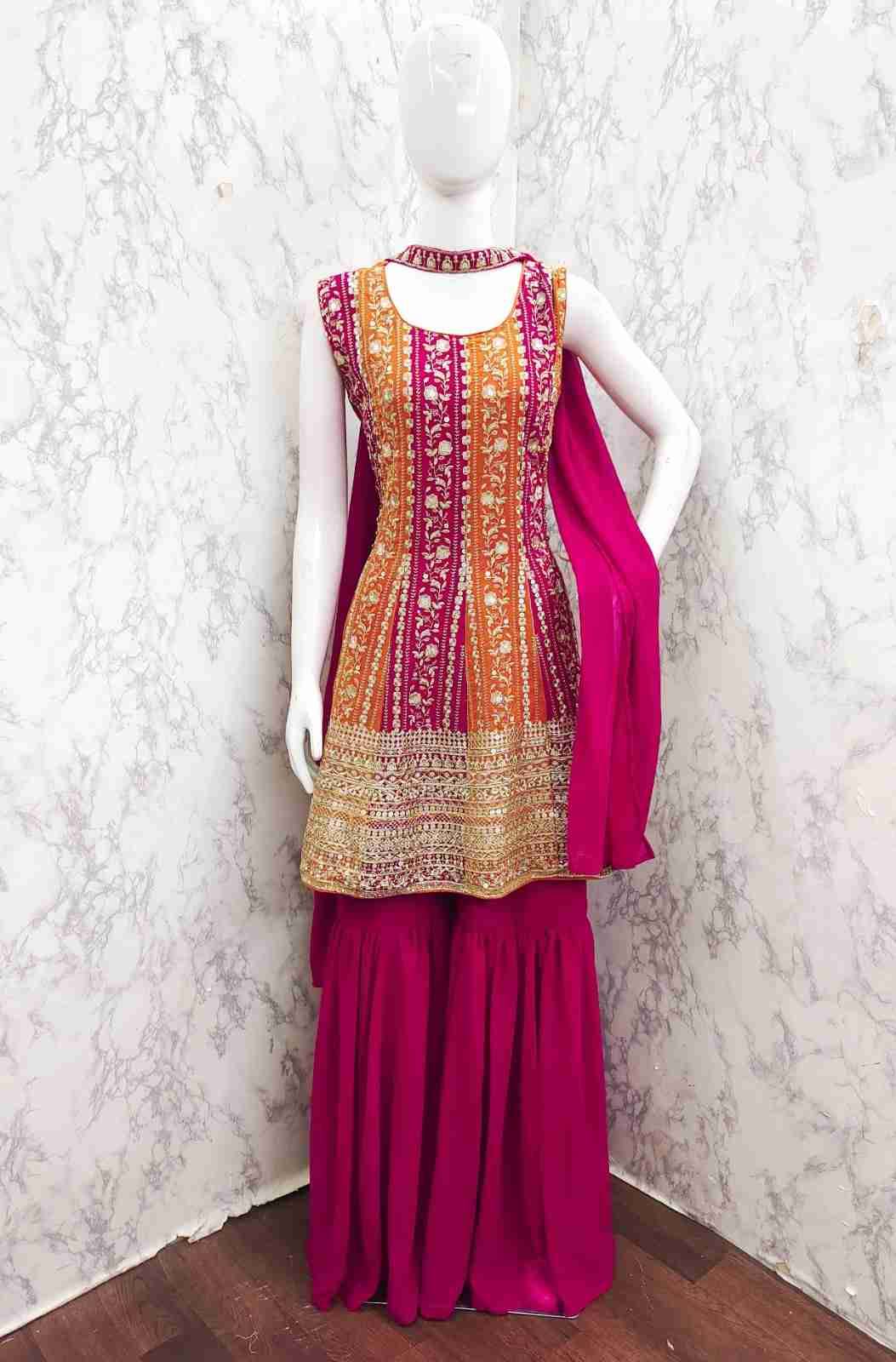 Thread Thrill 003 Colours By Thread Thrill 003-A To 003-B Series Beautiful Sharara Suits Colorful Stylish Fancy Casual Wear & Ethnic Wear Heavy Georgette Dresses At Wholesale Price