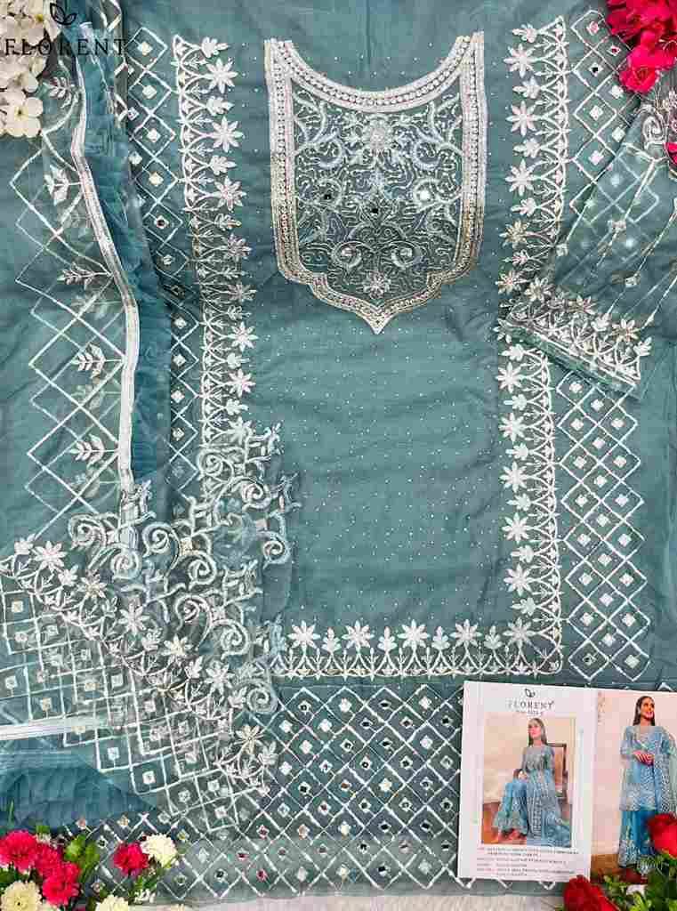 Florent 1022 Colours By Fashid Wholesale 1022-A To 1022-C Series Pakistani Suits Beautiful Fancy Colorful Stylish Party Wear & Occasional Wear Organza Embroidery Dresses At Wholesale Price