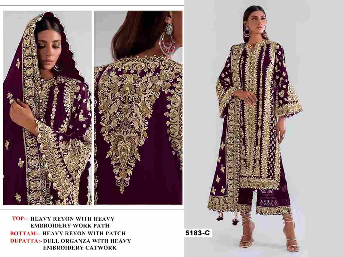 Pakistani 5183 Colours By Fashid Wholesale 5183-A To 5183-D Series Designer Pakistani Suits Beautiful Fancy Stylish Colorful Party Wear & Occasional Wear Heavy Rayon Embroidery Dresses At Wholesale Price