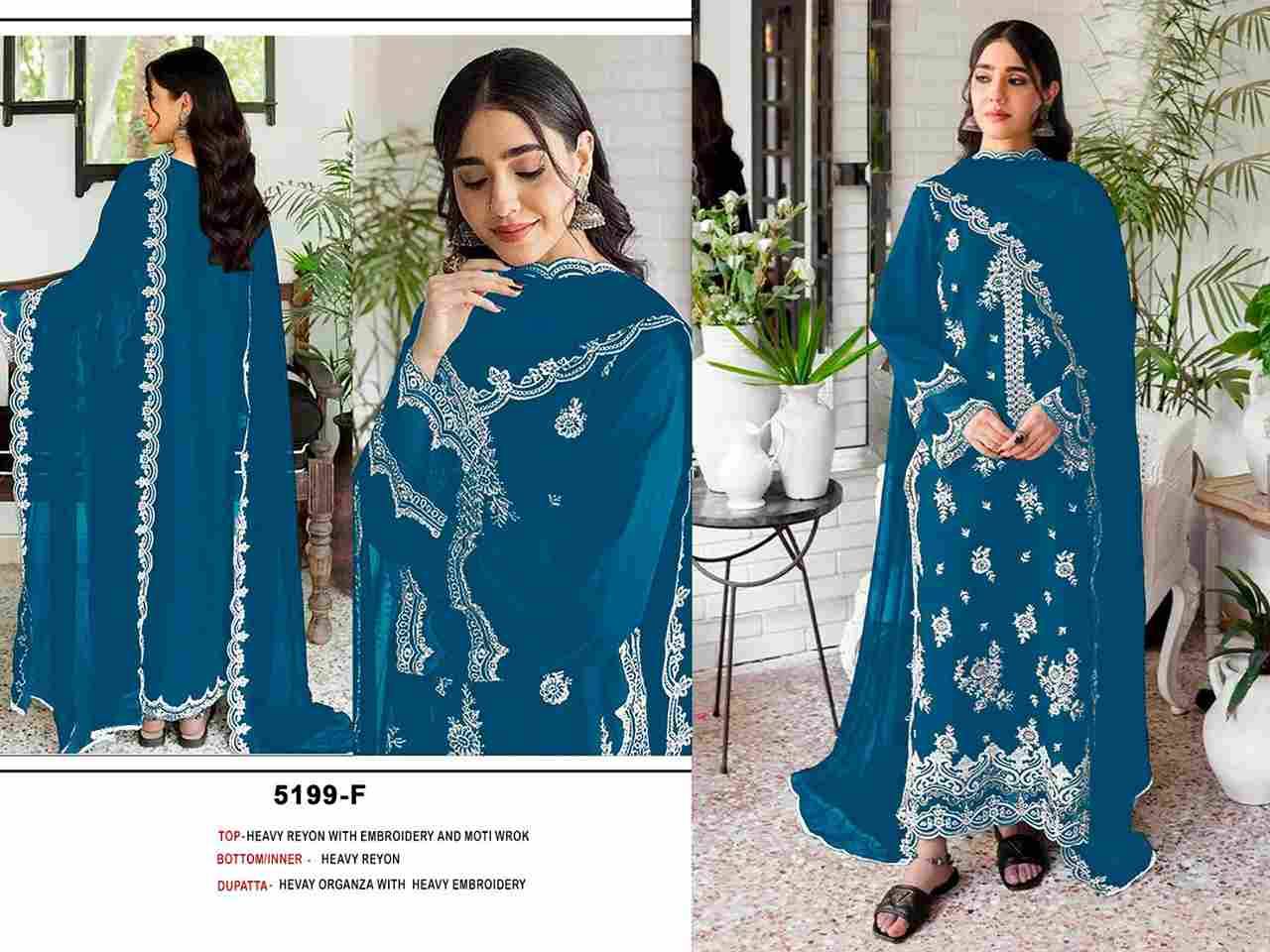 Pakistani 5199 Colours Vol-2 By Fashid Wholesale 5199-E To 5199-H Series Designer Pakistani Suits Beautiful Fancy Stylish Colorful Party Wear & Occasional Wear Heavy Rayon Embroidery Dresses At Wholesale Price