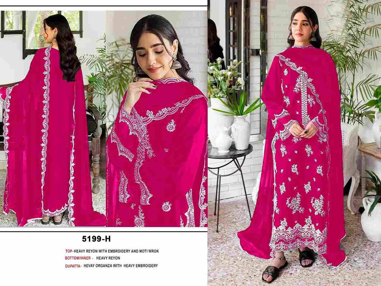 Pakistani 5199 Colours Vol-2 By Fashid Wholesale 5199-E To 5199-H Series Designer Pakistani Suits Beautiful Fancy Stylish Colorful Party Wear & Occasional Wear Heavy Rayon Embroidery Dresses At Wholesale Price