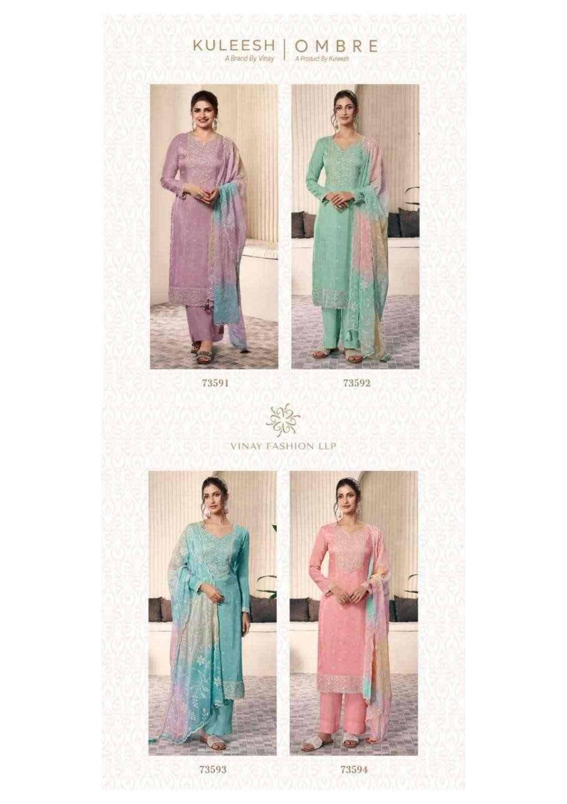 Ombre By Kuleesh 73591 To 73594 Series Designer Festive Suits Collection Beautiful Stylish Fancy Colorful Party Wear & Occasional Wear Moonga Silk Dresses At Wholesale Price