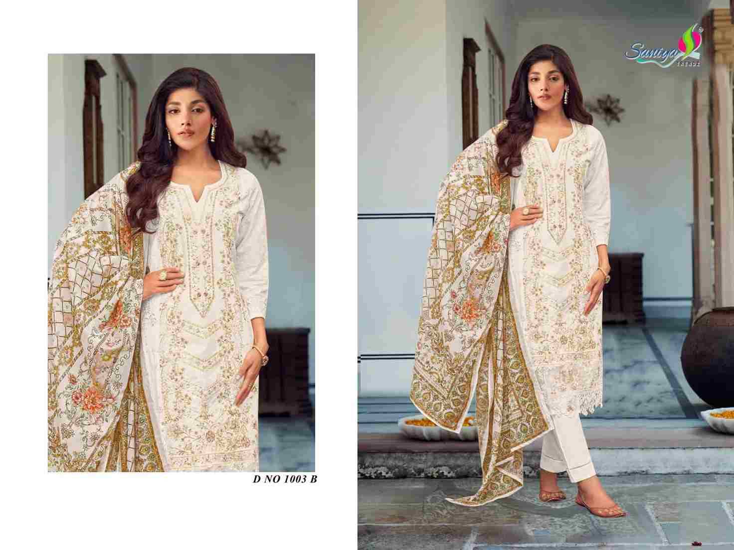 Taseer Vol-1 By Saniya Trendz 1003 To 1003-B Series Beautiful Pakistani Suits Colorful Stylish Fancy Casual Wear & Ethnic Wear Pure Cambric Embroidered Dresses At Wholesale Price