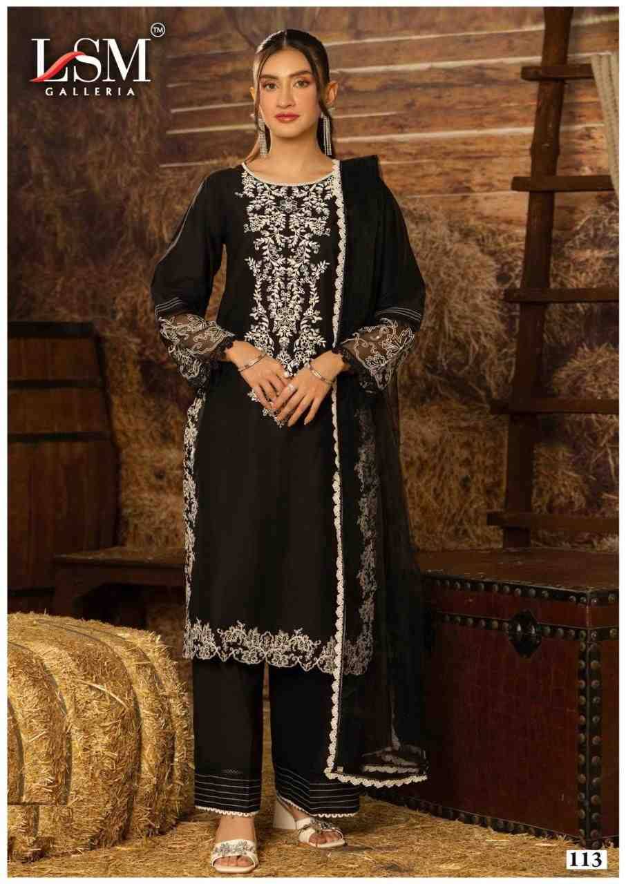 Black And White By Lsm Galleria 111 To 116 Series Beautiful Festive Suits Colorful Stylish Fancy Casual Wear & Ethnic Wear Pure Lawn With Work Dresses At Wholesale Price