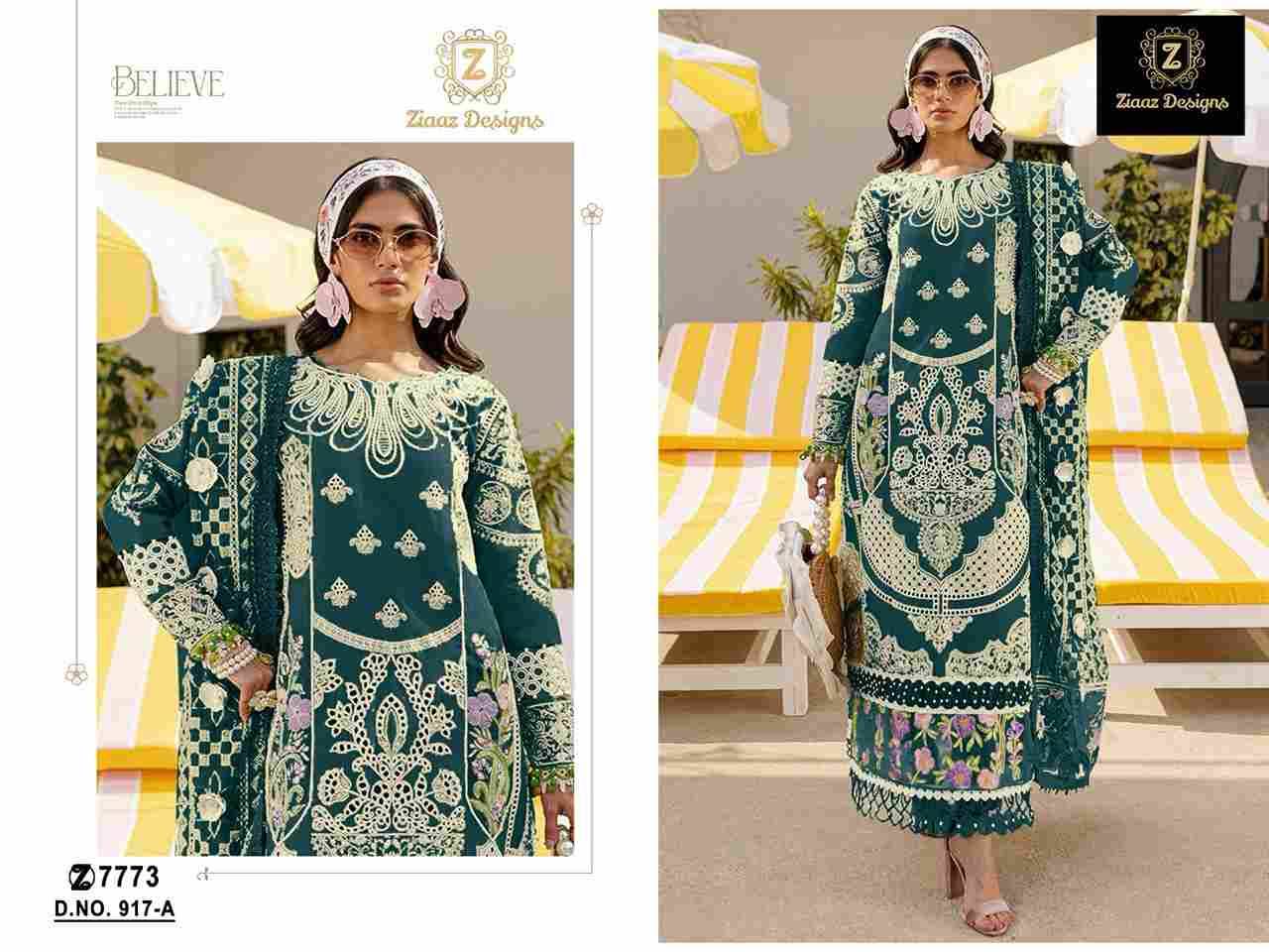 Ziaaz Designs Hit Design 917 Colours By Ziaaz Designs 917-A To 917-B Series Beautiful Pakistani Suits Colorful Stylish Fancy Casual Wear & Ethnic Wear Cambric Cotton Embroidered Dresses At Wholesale Price