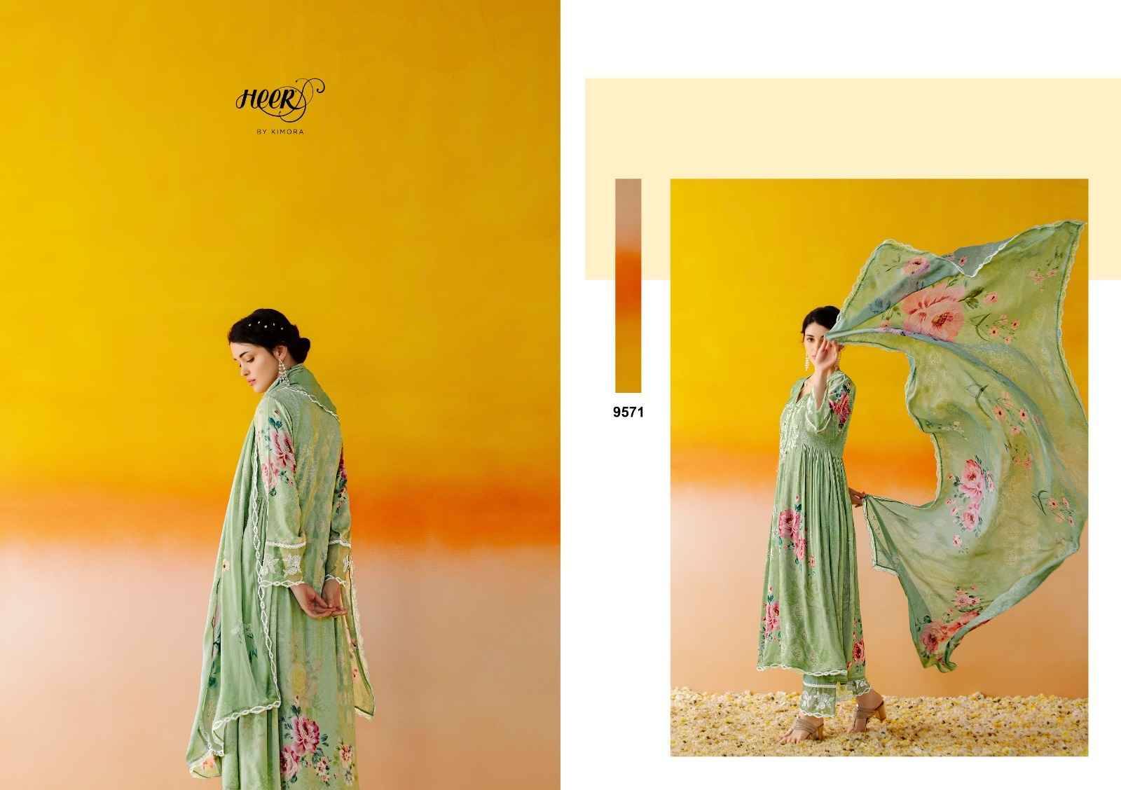 Guldasta By Kimora Fashion 9571 To 9576 Series Designer Festive Suits Collection Beautiful Stylish Fancy Colorful Party Wear & Occasional Wear Pure Muslin Dresses At Wholesale Price