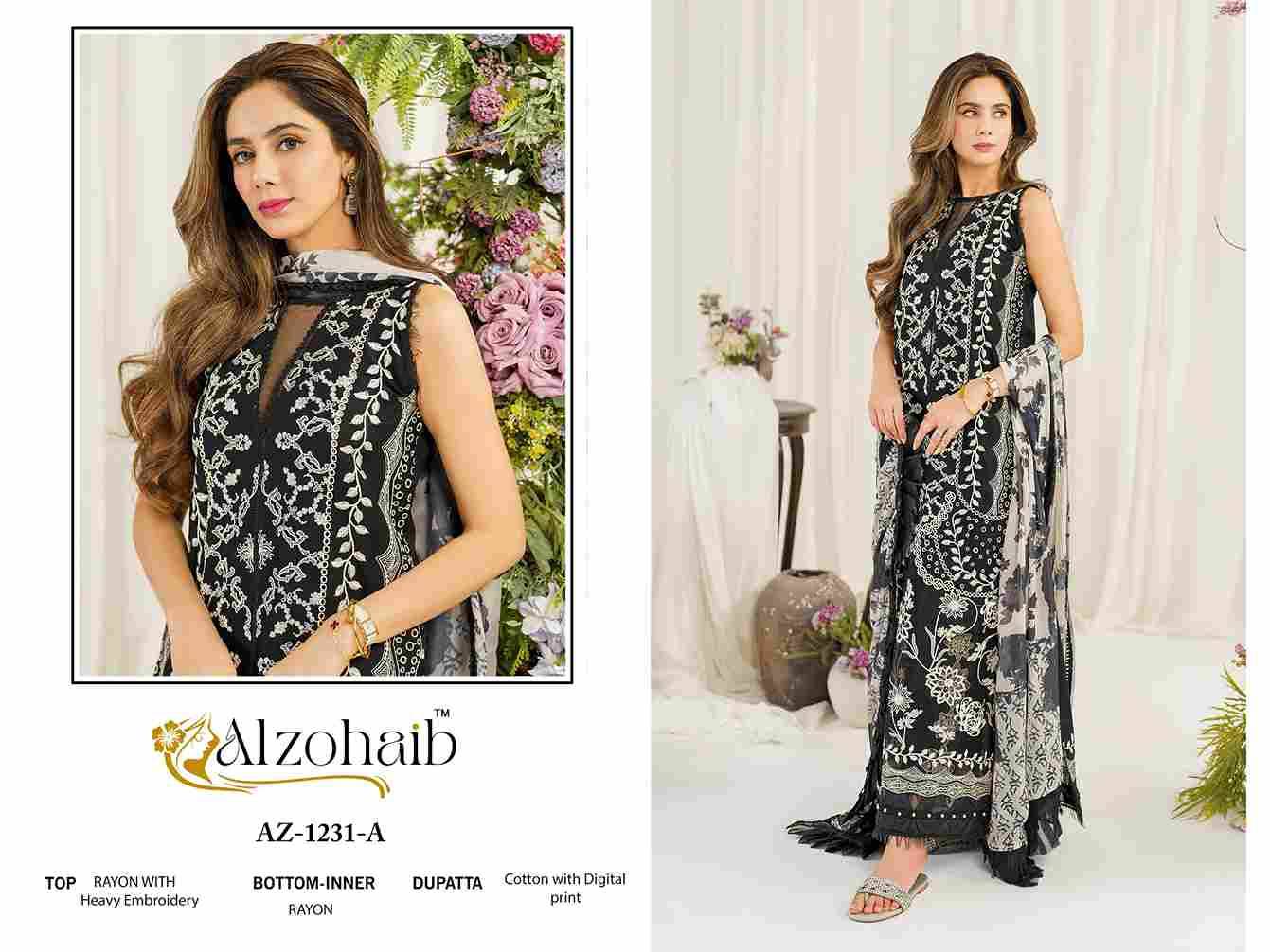Ruba Vol-1 By Alzohaib 1231-A To 1231-D Series Beautiful Pakistani Suits Stylish Fancy Colorful Party Wear & Occasional Wear Pure Rayon Print Dresses At Wholesale Price