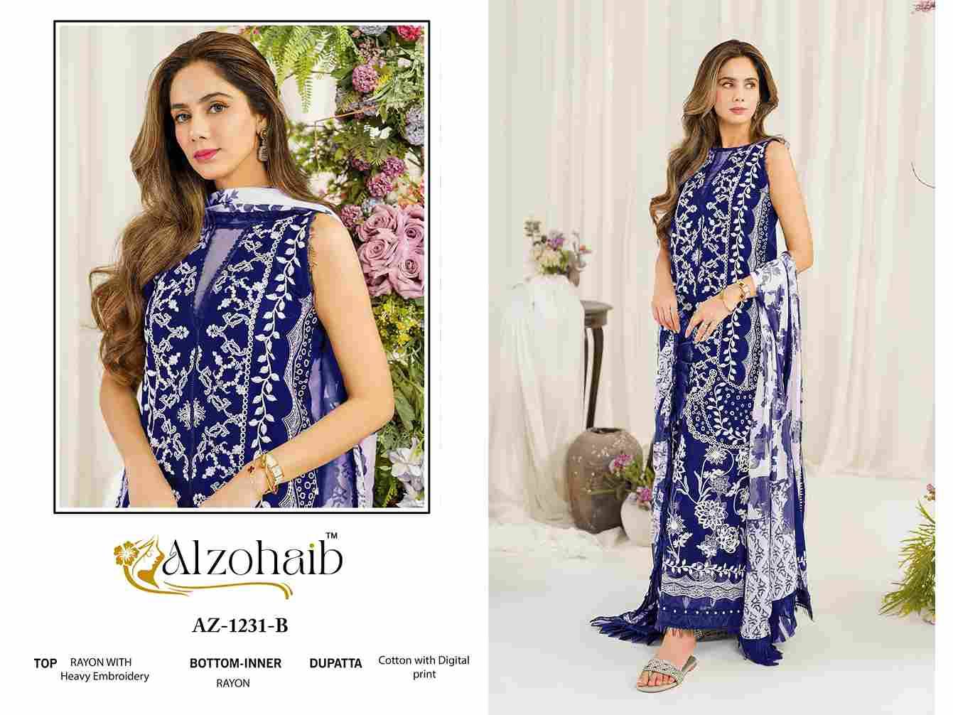 Ruba Vol-1 By Alzohaib 1231-A To 1231-D Series Beautiful Pakistani Suits Stylish Fancy Colorful Party Wear & Occasional Wear Pure Rayon Print Dresses At Wholesale Price