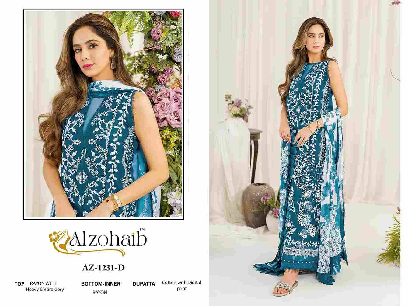 Ruba Vol-1 By Alzohaib 1231-A To 1231-D Series Beautiful Pakistani Suits Stylish Fancy Colorful Party Wear & Occasional Wear Pure Rayon Print Dresses At Wholesale Price