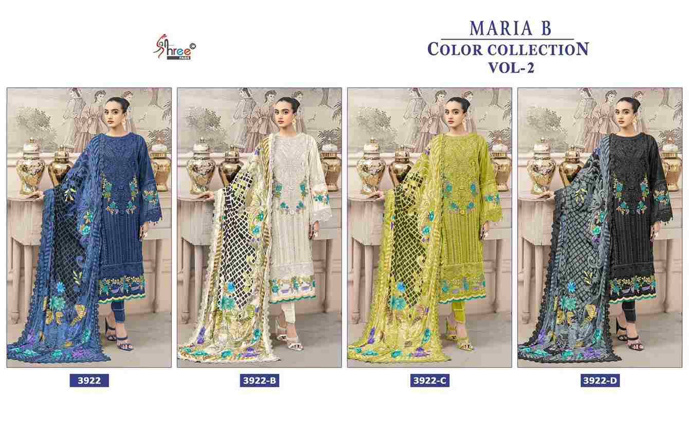 Maria B Color Collection Vol-2 By Shree Fabs 3922-A To 3922-D Series Designer Pakistani Suits Collection Beautiful Stylish Fancy Colorful Party Wear & Ethnic Wear Pure Viscose With Pure Cotton With Embroidery Dresses At Wholesale Price