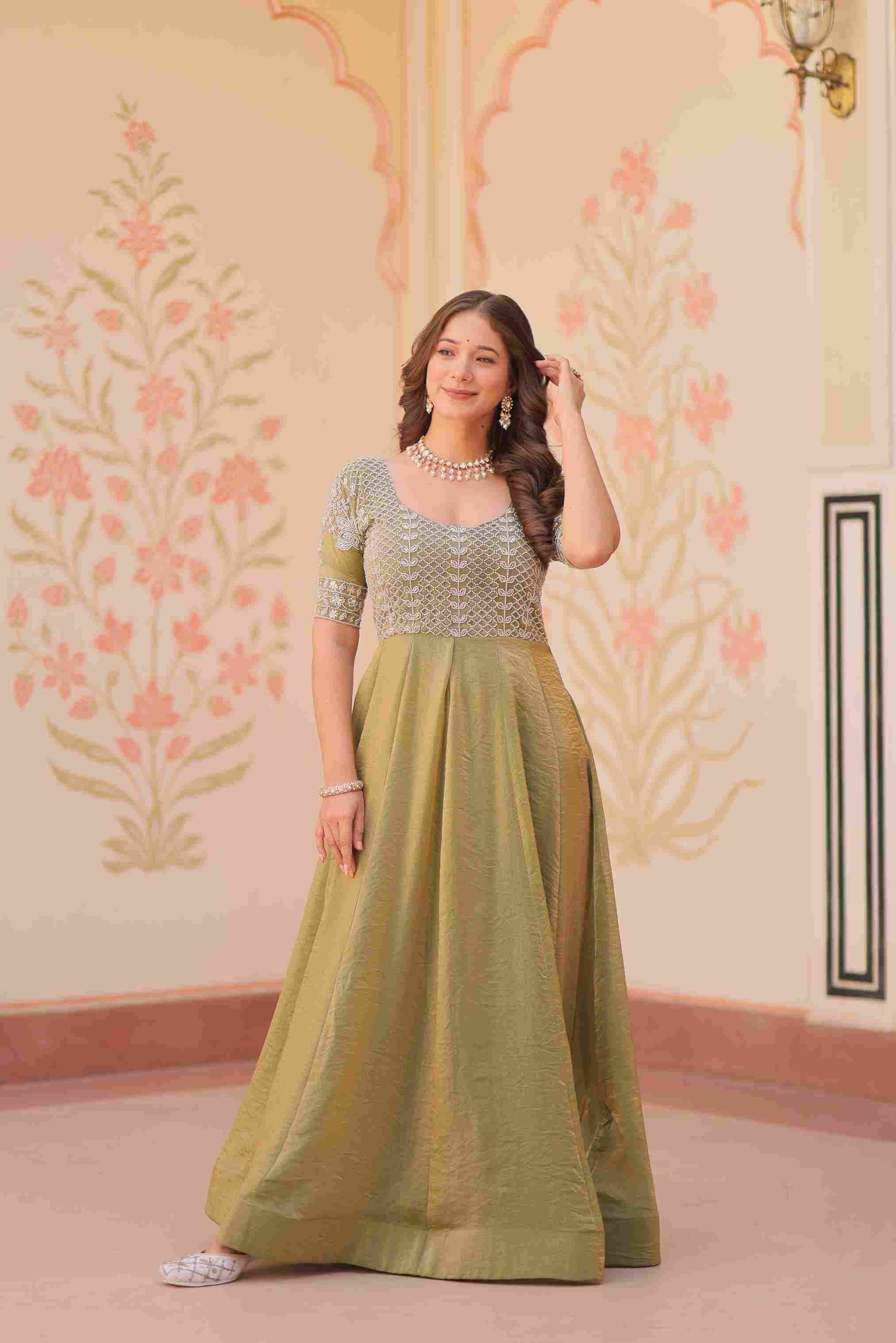Sf-1017 By Fashid Wholesale 01 To 02 Series Designer Beautiful Collection Occasional Wear & Party Wear Fendy With Beads Embroidered Gowns At Wholesale Price