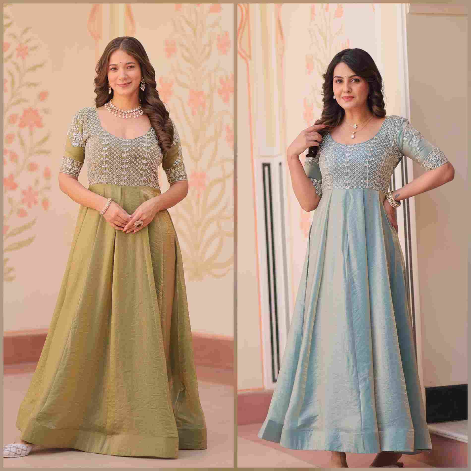 Sf-1017 By Fashid Wholesale 01 To 02 Series Designer Beautiful Collection Occasional Wear & Party Wear Fendy With Beads Embroidered Gowns At Wholesale Price