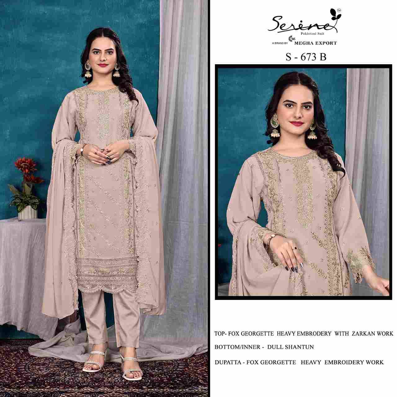Serene Hit Design S-673 Colours By Serene S-673-A To S-673-D Series Designer Pakistani Suits Beautiful Fancy Colorful Stylish Party Wear & Occasional Wear Faux Georgette Embroidered Dresses At Wholesale Price