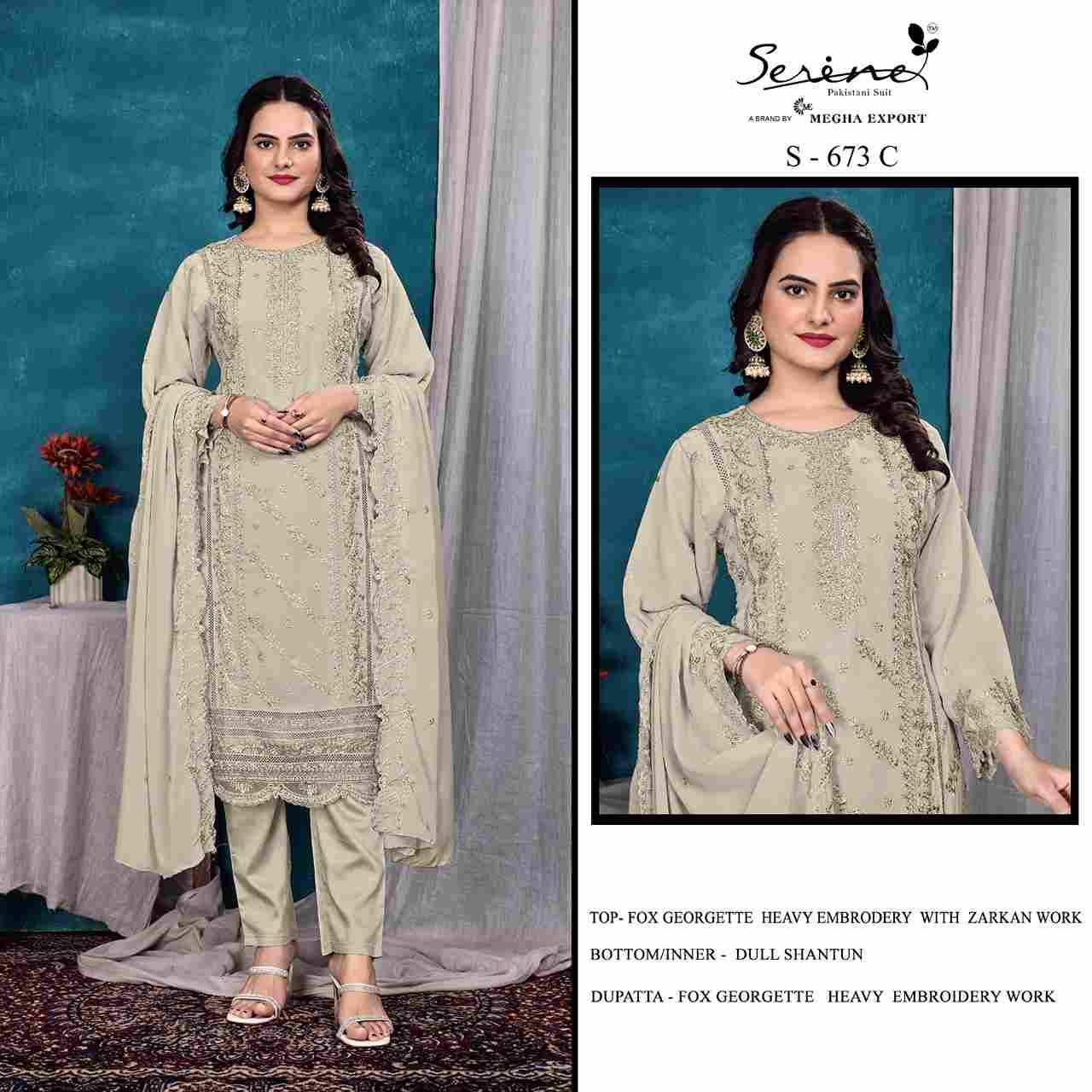 Serene Hit Design S-673 Colours By Serene S-673-A To S-673-D Series Designer Pakistani Suits Beautiful Fancy Colorful Stylish Party Wear & Occasional Wear Faux Georgette Embroidered Dresses At Wholesale Price