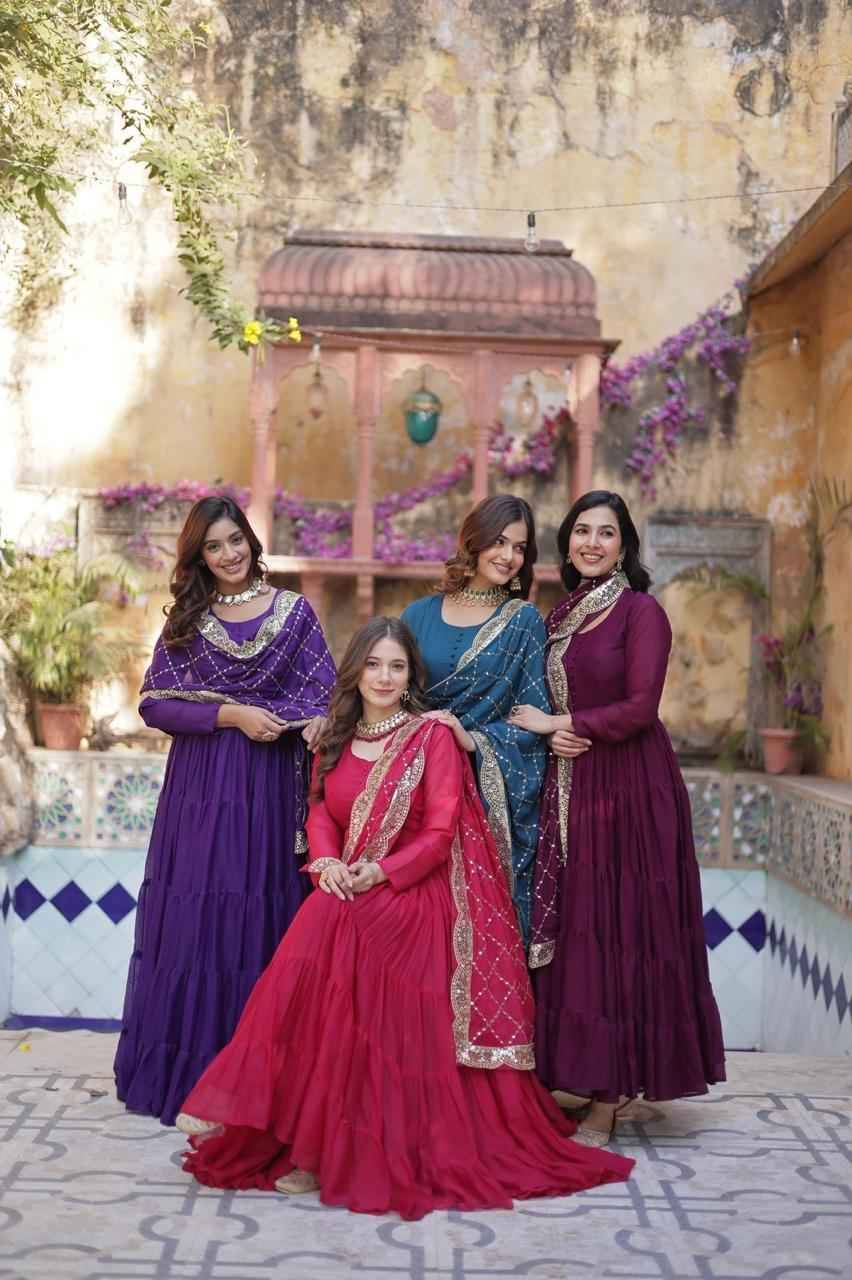 Sf-1018 By Fashid Wholesale 01 To 04 Series Designer Beautiful Collection Occasional Wear & Party Wear Georgette Gowns At Wholesale Price