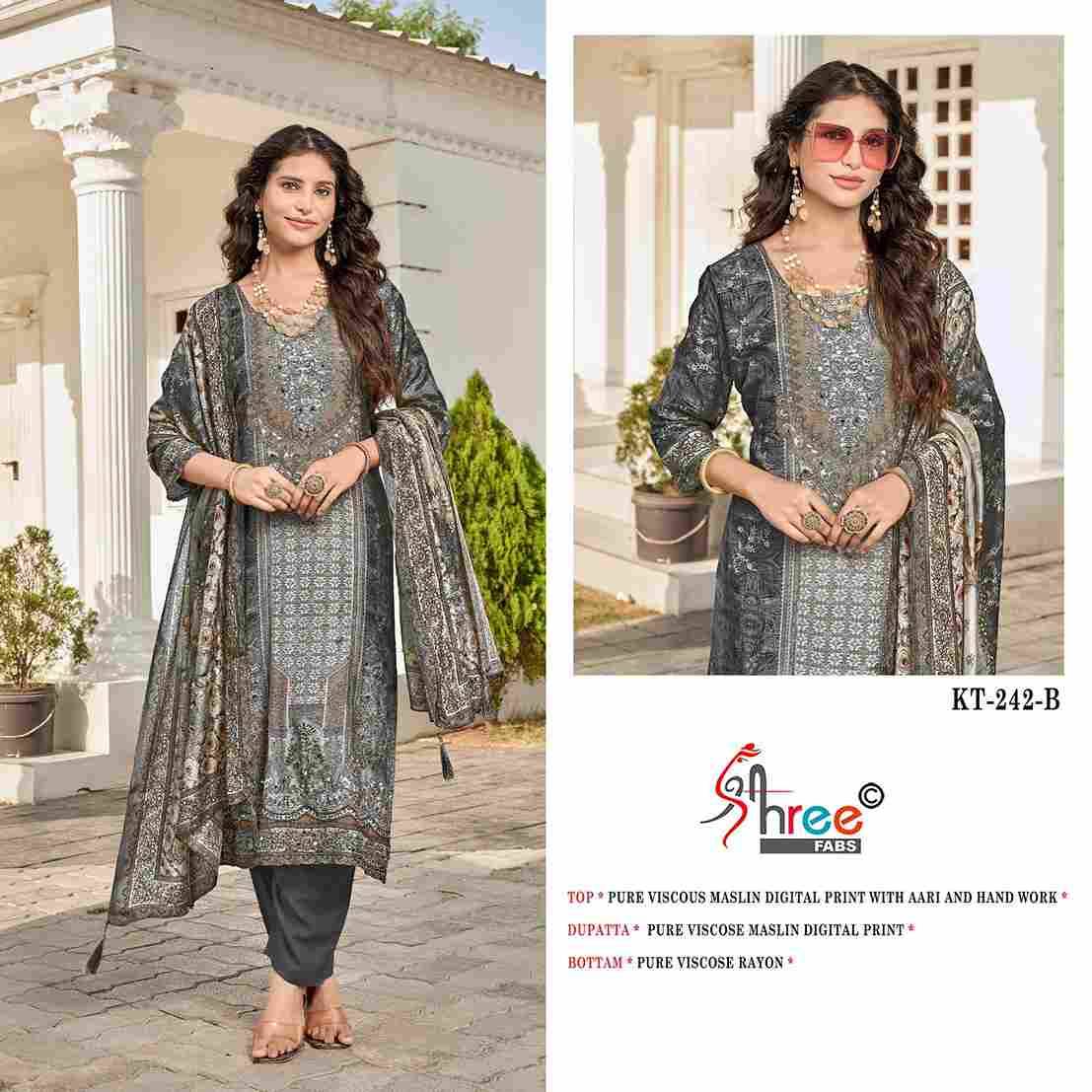 Shree Fabs Hit Design KT-242 Colours By Shree Fabs KT-242 To KT-242-C Series Designer Pakistani Suits Beautiful Fancy Stylish Colorful Party Wear & Occasional Wear Pure Viscose Muslin Embroidery Dresses At Wholesale Price