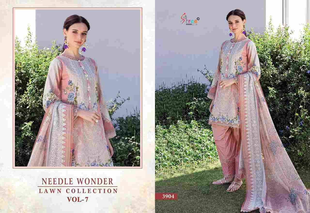 Needle Wonder Lawn Collection Vol-7 By Shree Fabs 3704 To 3710 Series Designer Pakistani Suits Beautiful Fancy Stylish Colorful Party Wear & Occasional Wear Pure Cotton With Embroidery Dresses At Wholesale Price