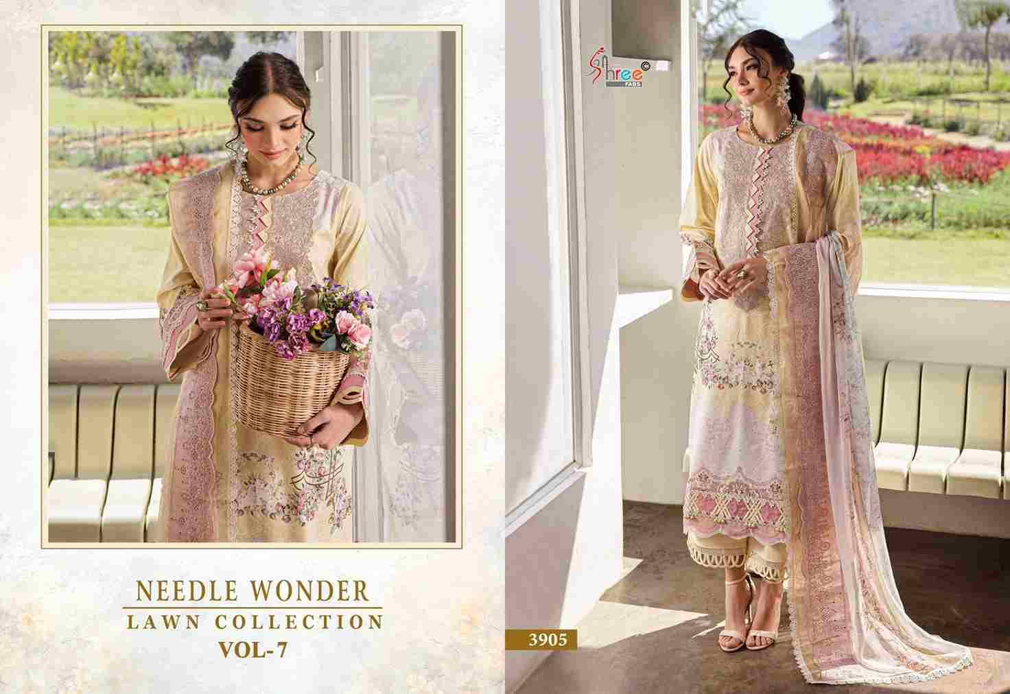 Needle Wonder Lawn Collection Vol-7 By Shree Fabs 3704 To 3710 Series Designer Pakistani Suits Beautiful Fancy Stylish Colorful Party Wear & Occasional Wear Pure Cotton With Embroidery Dresses At Wholesale Price