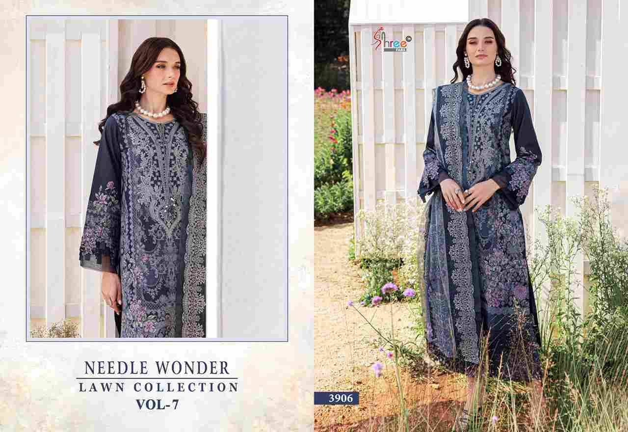 Needle Wonder Lawn Collection Vol-7 By Shree Fabs 3704 To 3710 Series Designer Pakistani Suits Beautiful Fancy Stylish Colorful Party Wear & Occasional Wear Pure Cotton With Embroidery Dresses At Wholesale Price