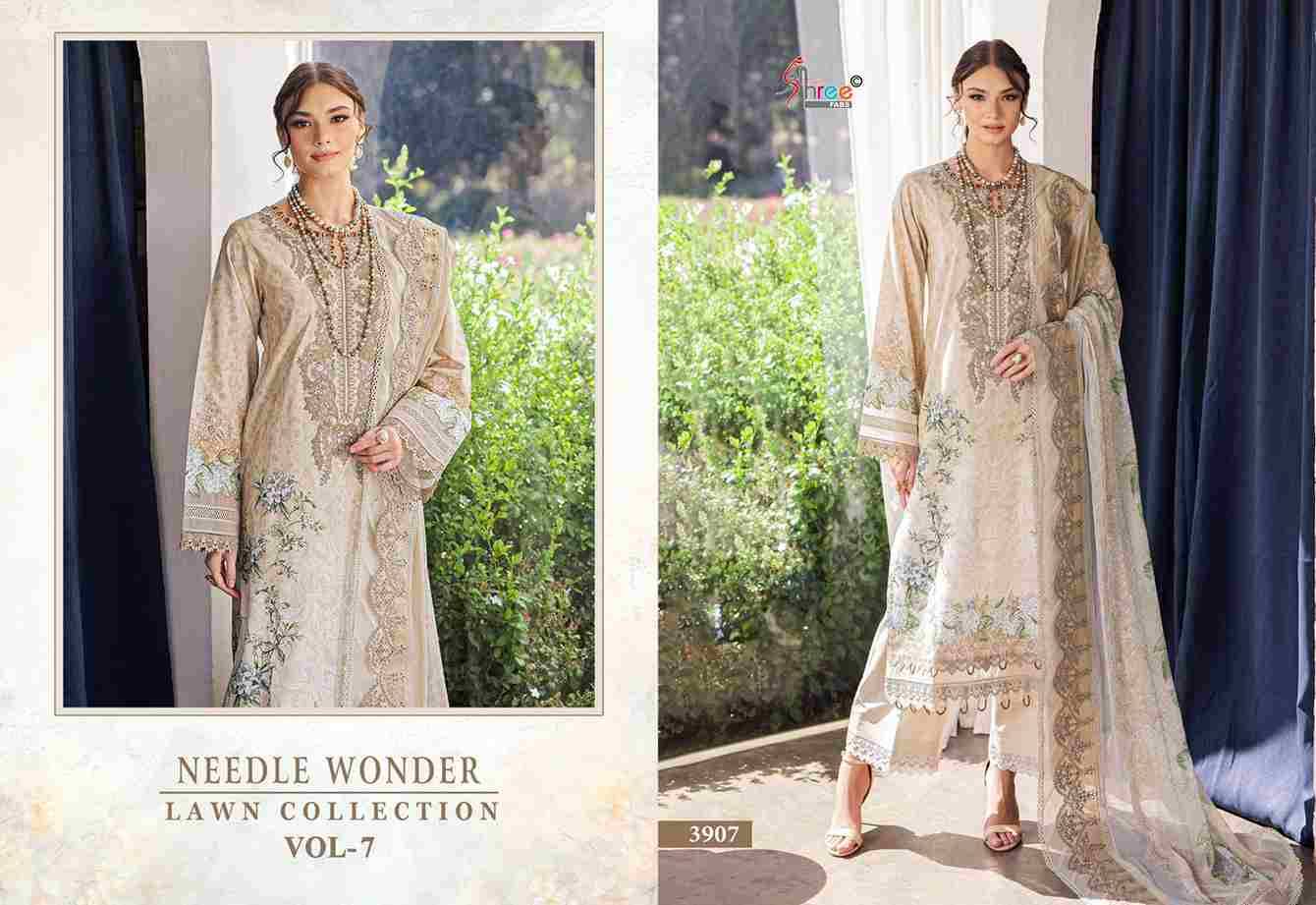 Needle Wonder Lawn Collection Vol-7 By Shree Fabs 3704 To 3710 Series Designer Pakistani Suits Beautiful Fancy Stylish Colorful Party Wear & Occasional Wear Pure Cotton With Embroidery Dresses At Wholesale Price
