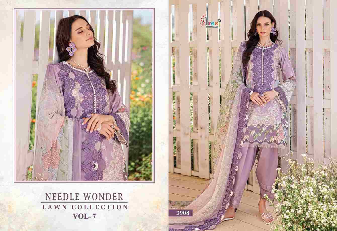Needle Wonder Lawn Collection Vol-7 By Shree Fabs 3704 To 3710 Series Designer Pakistani Suits Beautiful Fancy Stylish Colorful Party Wear & Occasional Wear Pure Cotton With Embroidery Dresses At Wholesale Price