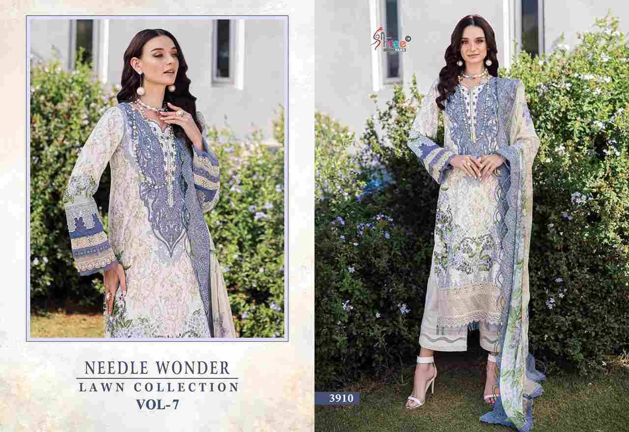 Needle Wonder Lawn Collection Vol-7 By Shree Fabs 3704 To 3710 Series Designer Pakistani Suits Beautiful Fancy Stylish Colorful Party Wear & Occasional Wear Pure Cotton With Embroidery Dresses At Wholesale Price