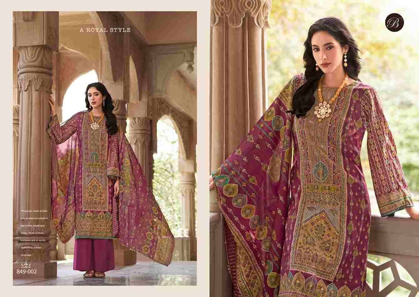 Nusrat Vol-5 By Belliza 849-001 To 849-006 Series Beautiful Festive Suits Stylish Fancy Colorful Casual Wear & Ethnic Wear Pure Viscose Muslin Print Dresses At Wholesale Price