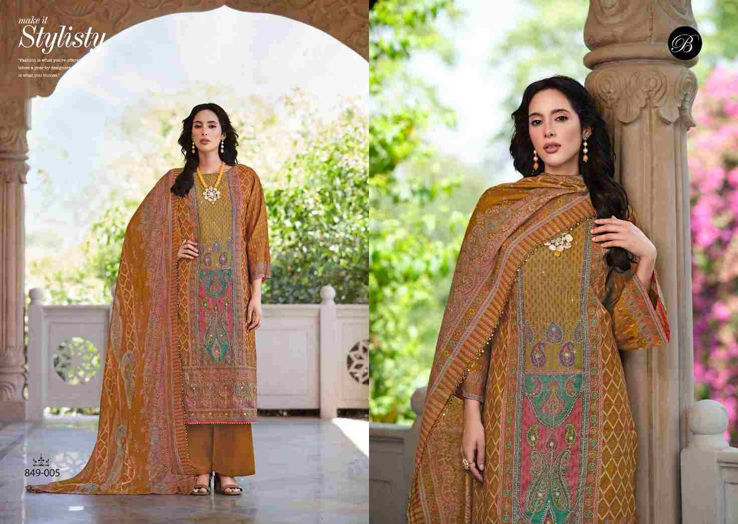 Nusrat Vol-5 By Belliza 849-001 To 849-006 Series Beautiful Festive Suits Stylish Fancy Colorful Casual Wear & Ethnic Wear Pure Viscose Muslin Print Dresses At Wholesale Price
