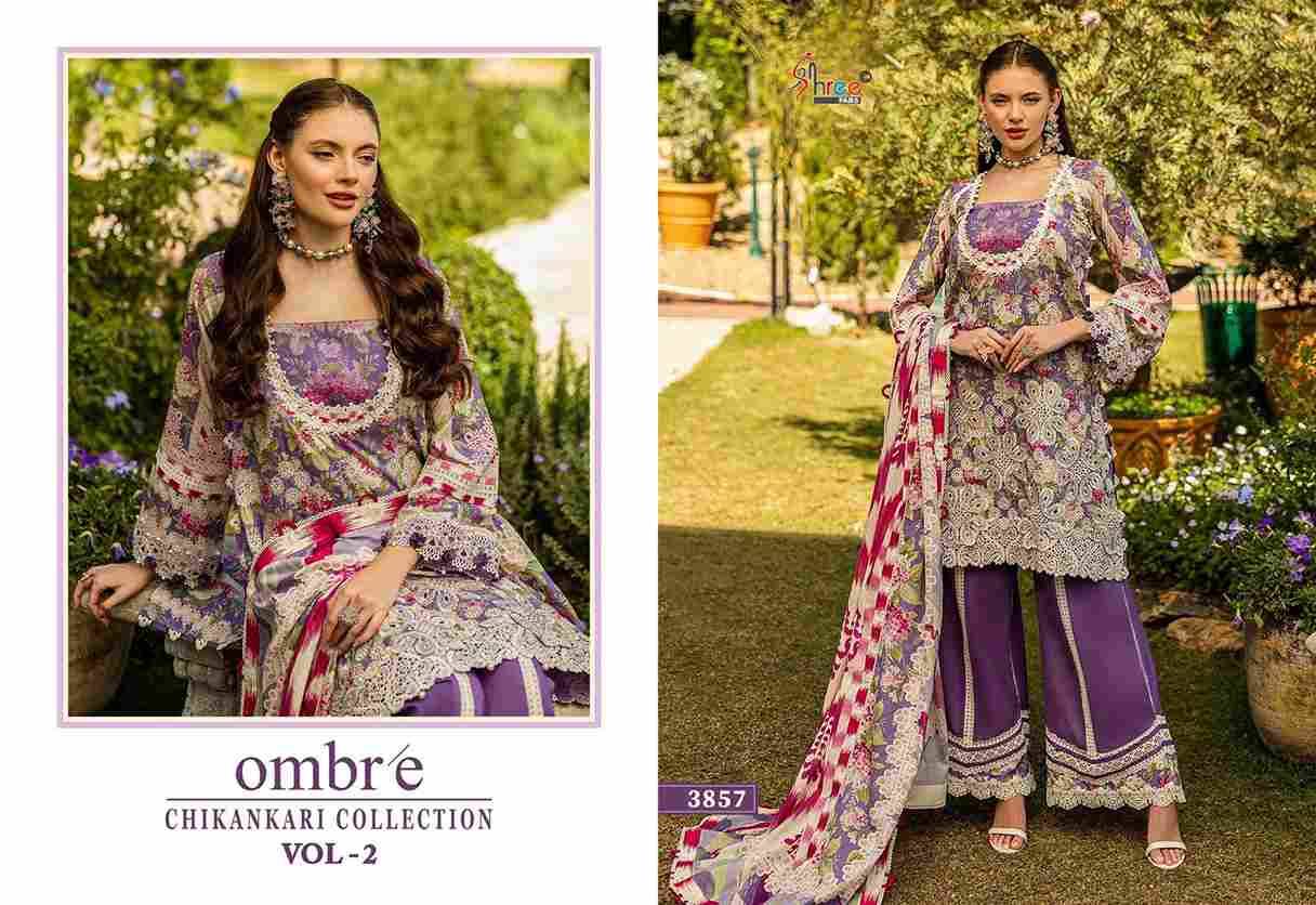 Ombre Chikankari Collection Vol-2 By Shree Fabs 3853 To 3860 Series Designer Pakistani Suits Collection Beautiful Stylish Fancy Colorful Party Wear & Ethnic Wear Pure Viscose With Pure Cotton With Embroidery Dresses At Wholesale Price