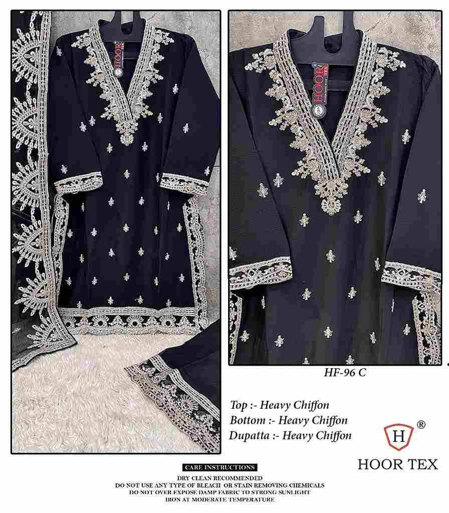 Hoor Tex Hit Design HF-96 Colours Vol-2 By Hoor Tex HF-96-C To HF-96-F Series Designer Festive Pakistani Suits Collection Beautiful Stylish Fancy Colorful Party Wear & Occasional Wear Chiffon Embroidered Dresses At Wholesale Price