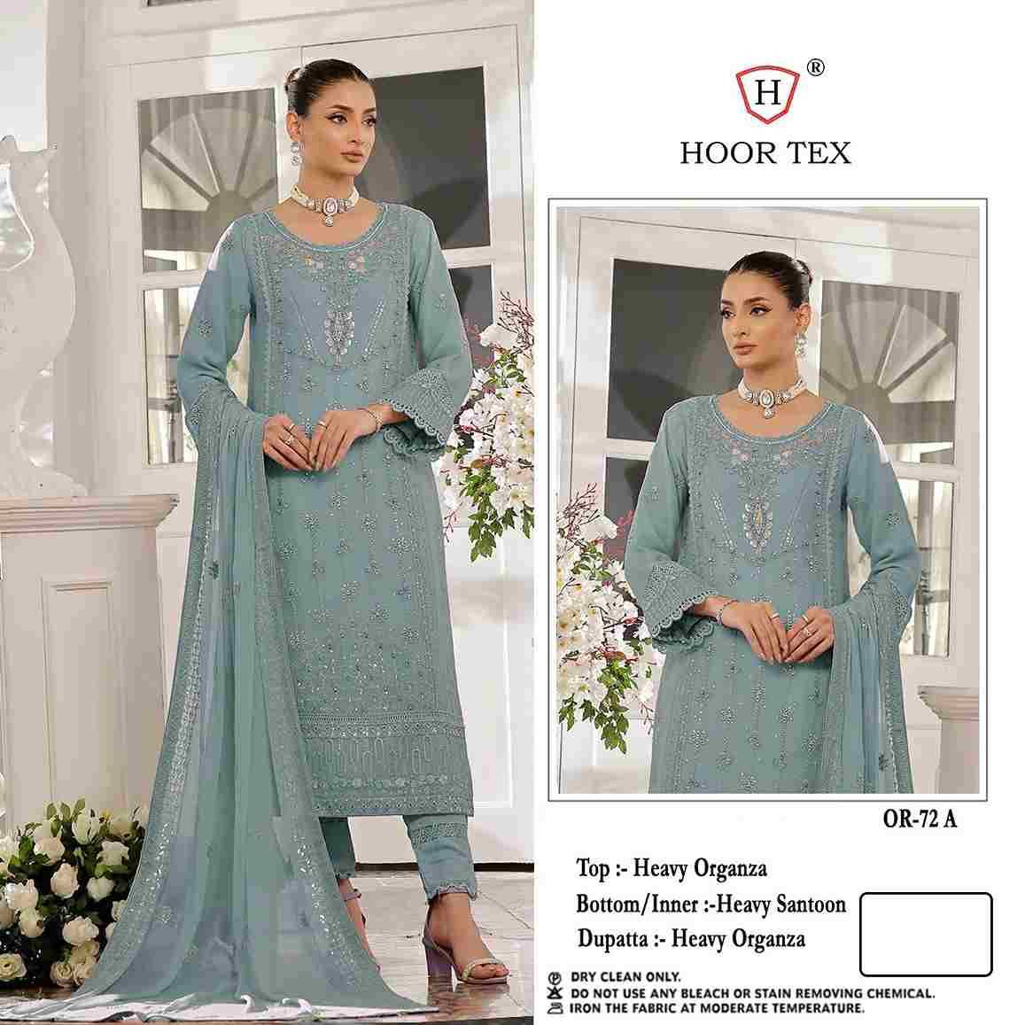 Hoor Tex Hit Design OR-72 Colours By Hoor Tex OR-72-A To OR-72-D Series Beautiful Pakistani Suits Stylish Colorful Fancy Casual Wear & Ethnic Wear Heavy Organza Embroidered Dresses At Wholesale Price