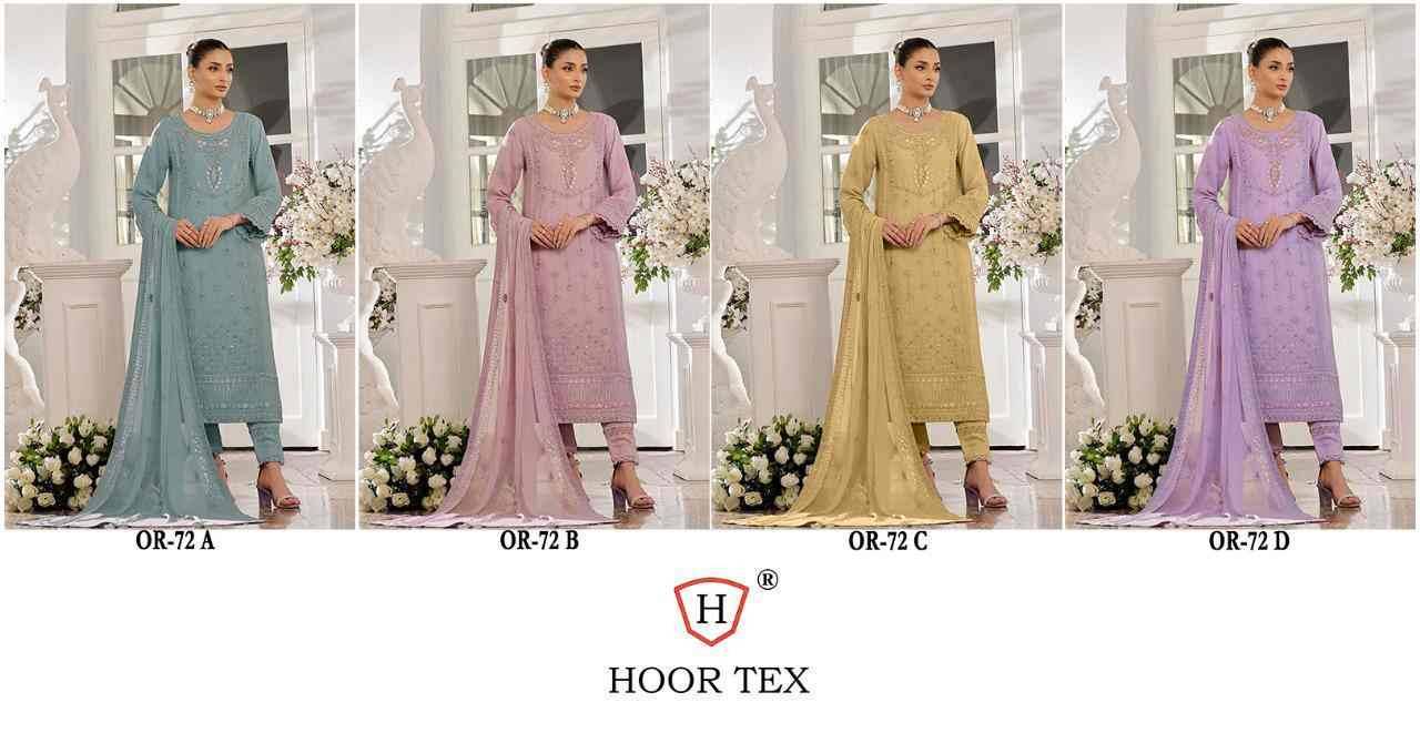 Hoor Tex Hit Design OR-72 Colours By Hoor Tex OR-72-A To OR-72-D Series Beautiful Pakistani Suits Stylish Colorful Fancy Casual Wear & Ethnic Wear Heavy Organza Embroidered Dresses At Wholesale Price