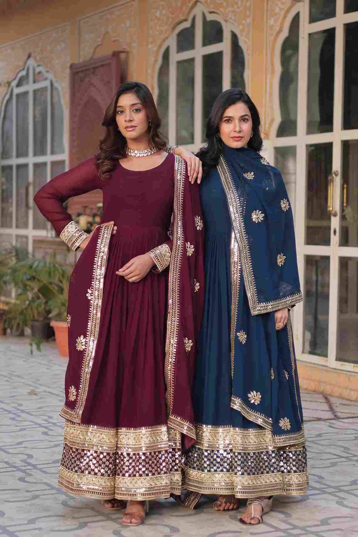 Sf-1022 By Fashid Wholesale 01 To 02 Series Designer Beautiful Collection Occasional Wear & Party Wear Faux Blooming Gowns At Wholesale Price