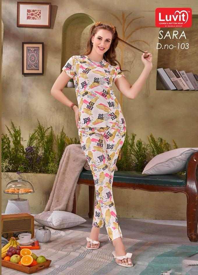 Sara By Luvit 101 To 108 Series Beautiful Stylish Fancy Colorful Casual Wear & Ethnic Wear Fancy Night Suits At Wholesale Price