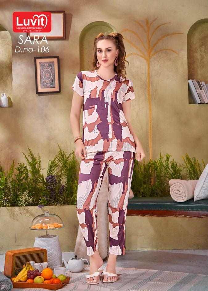 Sara By Luvit 101 To 108 Series Beautiful Stylish Fancy Colorful Casual Wear & Ethnic Wear Fancy Night Suits At Wholesale Price