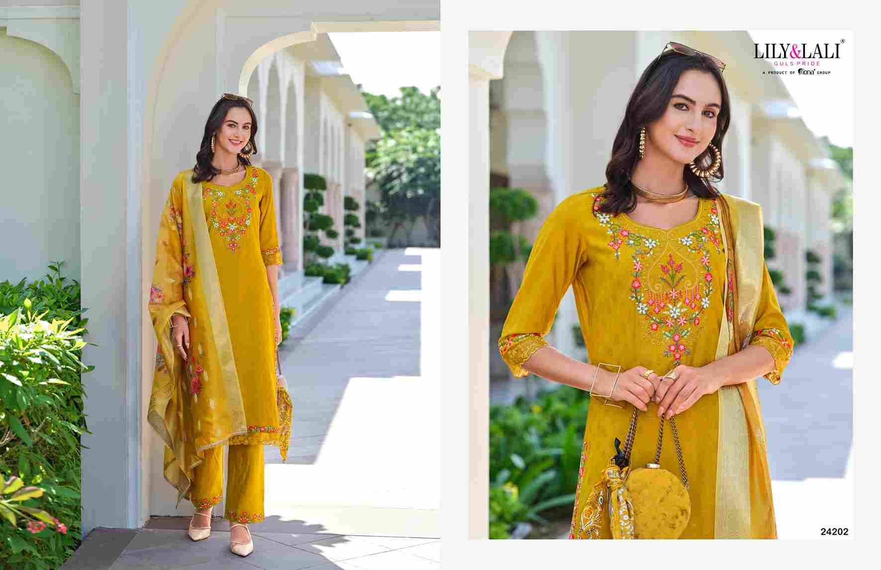 Rubab Vol-2 By Lily And Lali 24201 To 24206 Series Beautiful Festive Suits Colorful Stylish Fancy Casual Wear & Ethnic Wear Jacquard Viscose Silk Embroidered Dresses At Wholesale Price