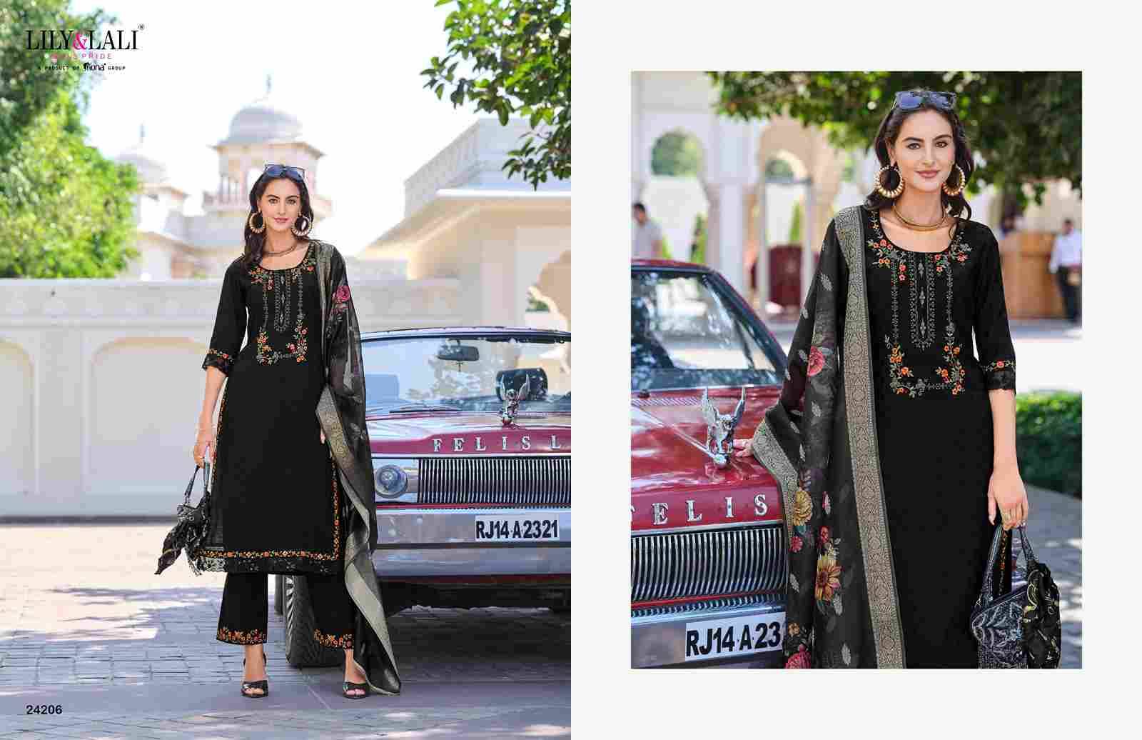 Rubab Vol-2 By Lily And Lali 24201 To 24206 Series Beautiful Festive Suits Colorful Stylish Fancy Casual Wear & Ethnic Wear Jacquard Viscose Silk Embroidered Dresses At Wholesale Price