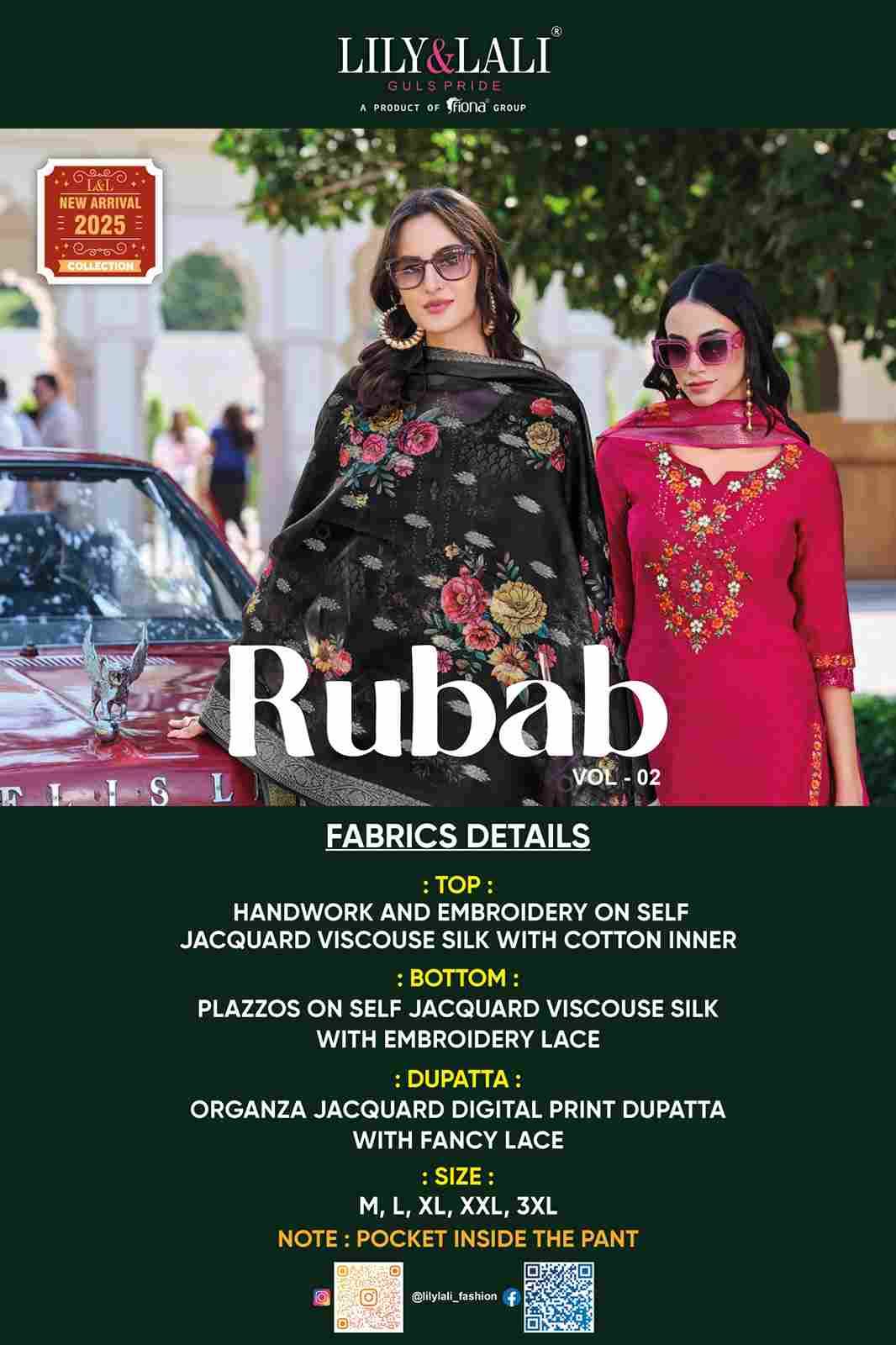 Rubab Vol-2 By Lily And Lali 24201 To 24206 Series Beautiful Festive Suits Colorful Stylish Fancy Casual Wear & Ethnic Wear Jacquard Viscose Silk Embroidered Dresses At Wholesale Price