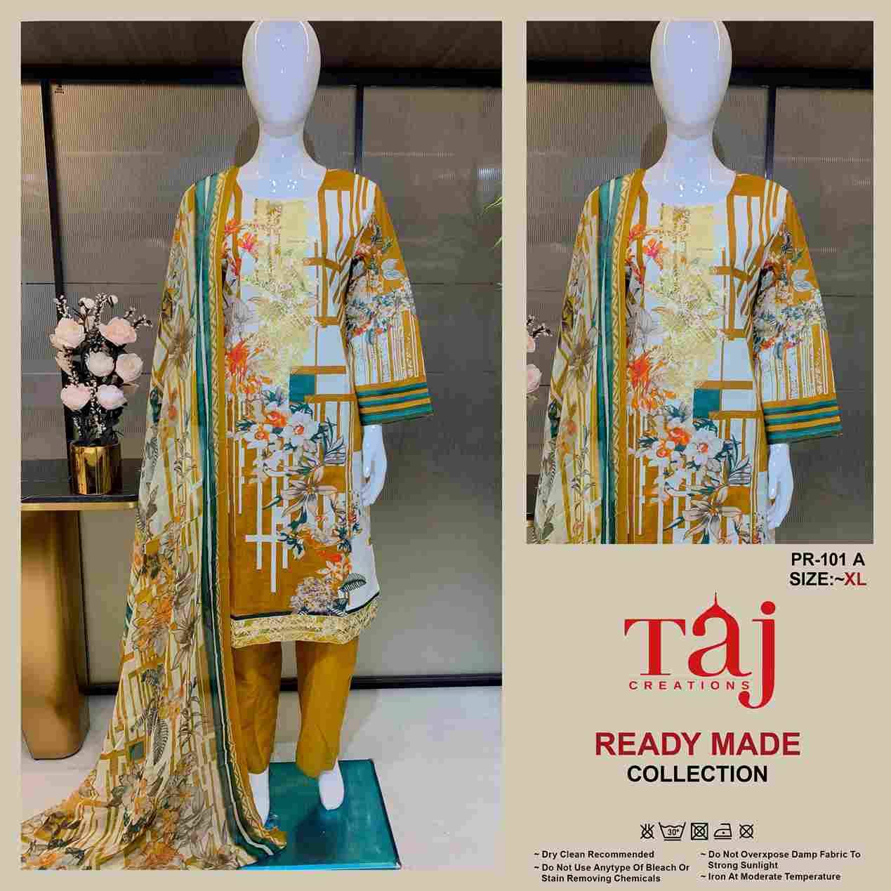 Taj 101 Colours By Taj Creation 101-A To 101-C Series Beautiful Pakistani Suits Colorful Stylish Fancy Casual Wear & Ethnic Wear Pure Cotton Print With Embroidered Dresses At Wholesale Price
