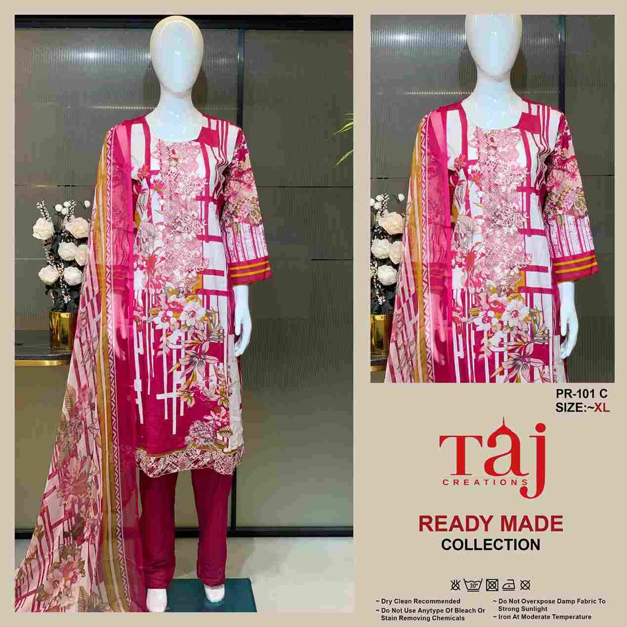 Taj 101 Colours By Taj Creation 101-A To 101-C Series Beautiful Pakistani Suits Colorful Stylish Fancy Casual Wear & Ethnic Wear Pure Cotton Print With Embroidered Dresses At Wholesale Price