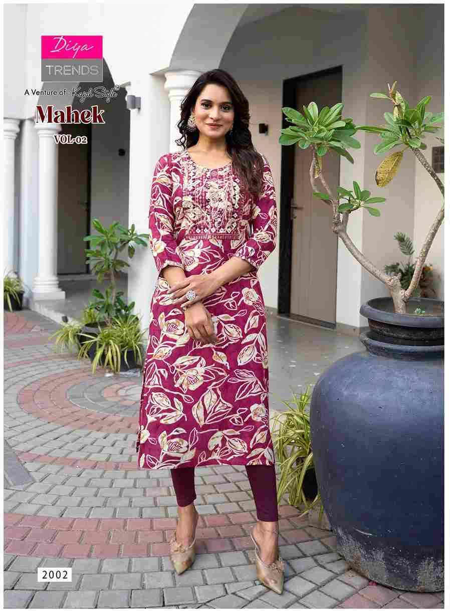 Mahek Vol-2 By Diya Trends 2001 To 2008 Series Designer Stylish Fancy Colorful Beautiful Party Wear & Ethnic Wear Collection Rayon Print Kurtis At Wholesale Price