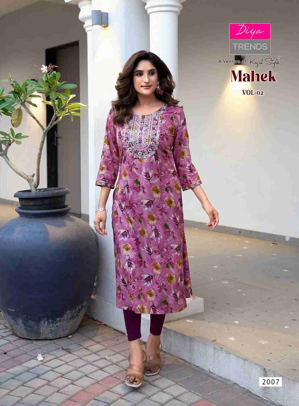 Mahek Vol-2 By Diya Trends 2001 To 2008 Series Designer Stylish Fancy Colorful Beautiful Party Wear & Ethnic Wear Collection Rayon Print Kurtis At Wholesale Price