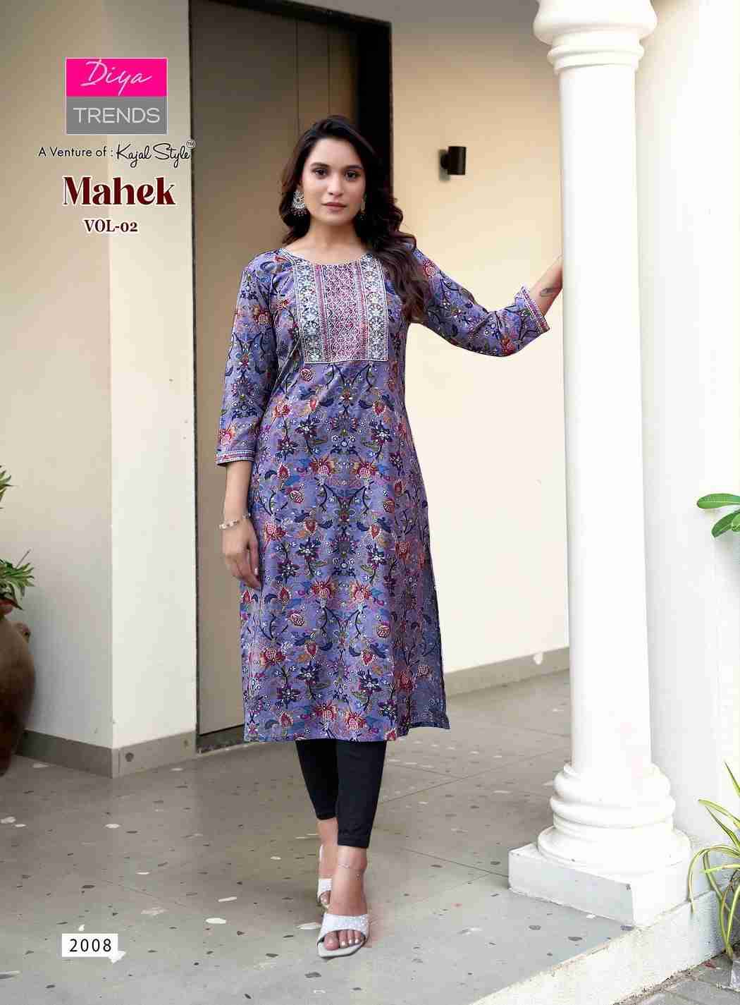 Mahek Vol-2 By Diya Trends 2001 To 2008 Series Designer Stylish Fancy Colorful Beautiful Party Wear & Ethnic Wear Collection Rayon Print Kurtis At Wholesale Price