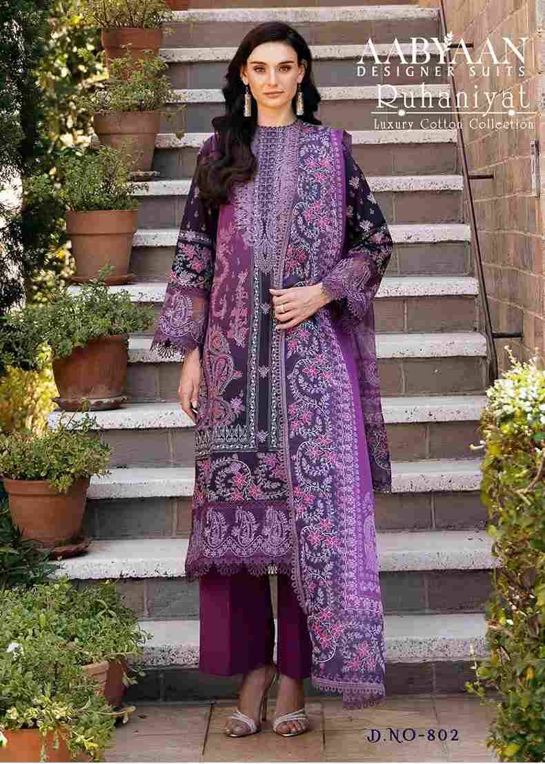 Ruhaniyat Vol-8 By Aabyaan 801 To 806 Series Beautiful Suits Colorful Stylish Fancy Casual Wear & Ethnic Wear Pure Cotton Embroidered Dresses At Wholesale Price