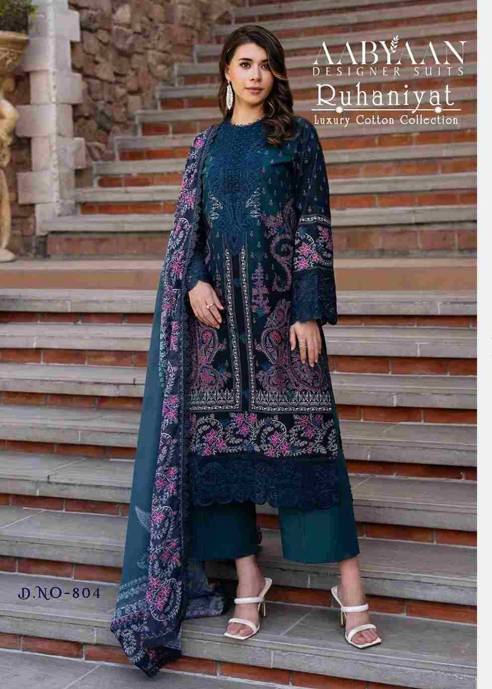 Ruhaniyat Vol-8 By Aabyaan 801 To 806 Series Beautiful Suits Colorful Stylish Fancy Casual Wear & Ethnic Wear Pure Cotton Embroidered Dresses At Wholesale Price
