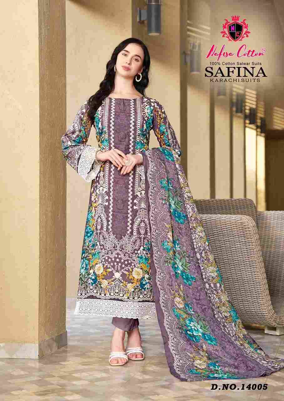 Safina Vol-14 By Nafisa Cotton 14001 To 14006 Series Beautiful Festive Suits Colorful Stylish Fancy Casual Wear & Ethnic Wear Pure Cotton Embroidered Dresses At Wholesale Price