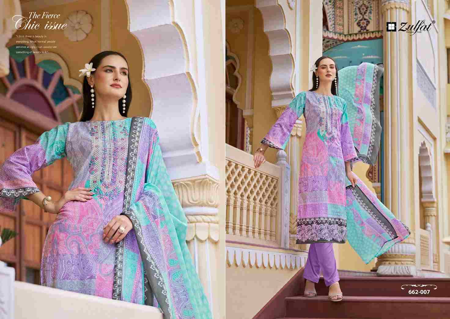 Noor Vol-3 By Zulfat 662-001 To 662-008 Series Beautiful Festive Suits Stylish Fancy Colorful Casual Wear & Ethnic Wear Pure Cotton Print Dresses At Wholesale Price